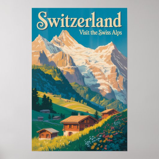スイスの風景イラスト旅行アート ポスター (正面)