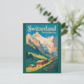 スイスの風景イラスト旅行アート ポストカード (スタンド正面)