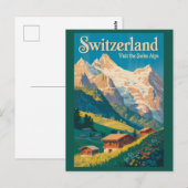スイスの風景イラスト旅行アート ポストカード (正面/裏面)