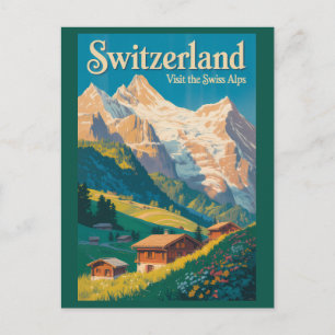 スイスの風景イラスト旅行アート ポストカード