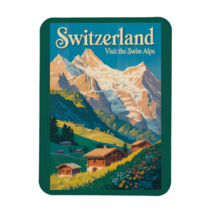 スイスの風景イラスト旅行アート マグネット