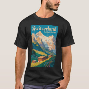 スイスの風景イラスト旅行アート Tシャツ