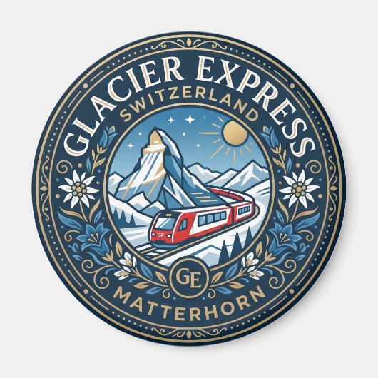 スイスの Glacier Express とマッターホルン マグネット (正面)