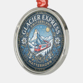スイスの Glacier Express とマッターホルン メタルオーナメント (左)