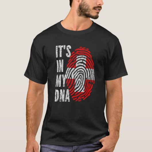 スイスのDNAに刻まれたスイス国旗 Tシャツ (正面)