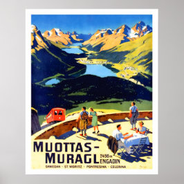 スイスのMuottas Muraglの山の風景 ポスター