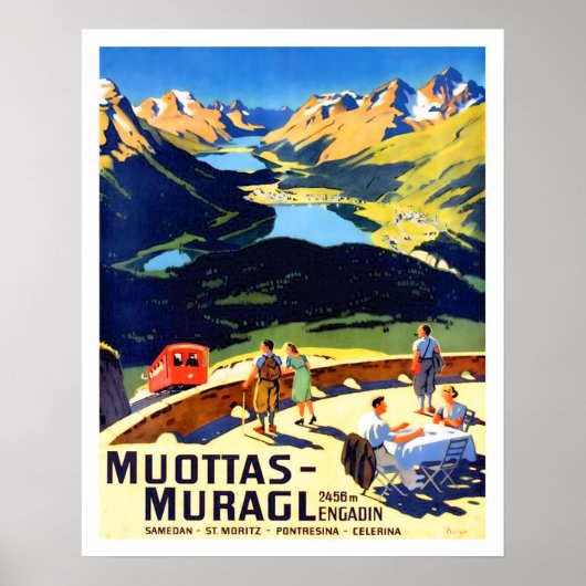 スイスのMuottas Muraglの山の風景 ポスター (正面)