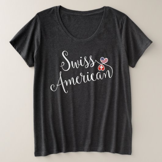 スイスアメリカントライトハート プラスサイズTシャツ (デザイン正面)