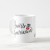 スイスアメリカン絡みハートマグ コーヒーマグカップ (正面左)
