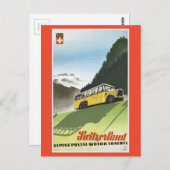 スイスアルパインバスヴィンテージ旅行 ポストカード (正面/裏面)