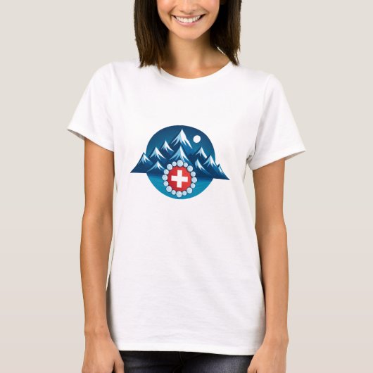 スイスアルプスのイラスト Tシャツ (正面)