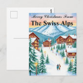 スイスアルプスのクリスマス 居心地の良い山のシャレー ポストカード (正面/裏面)