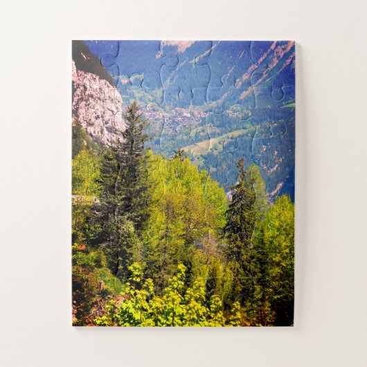 スイスアルプスの山林 ジグソーパズル (縦)