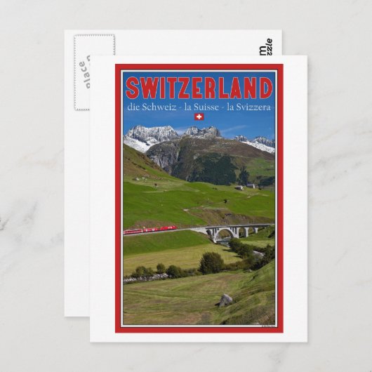 スイスアルプスを走る列車 ポストカード (正面/裏面)