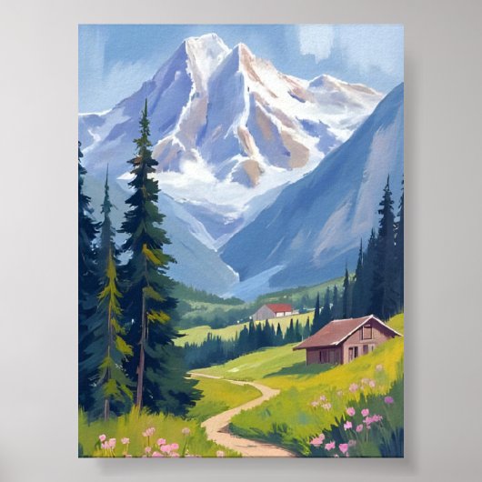 スイスアルプスマウンテンヒルサイドスイストラベル ポスター (正面)