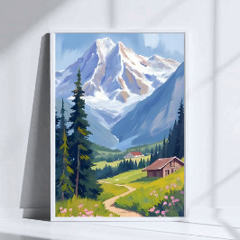 スイスアルプスマウンテンヒルサイドスイストラベル ポスター