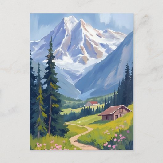 スイスアルプスマウンテンヒルサイドスイストラベル ポストカード (正面)