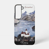 スイスアルプスヴィンテージトラベル |手書きの名前 SAMSUNG GALAXYケース (裏面)