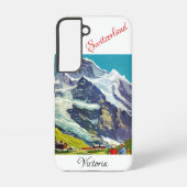 スイスアルプスヴィンテージトラベル | Jungfrau絵画の Samsung Galaxyケース (裏面)