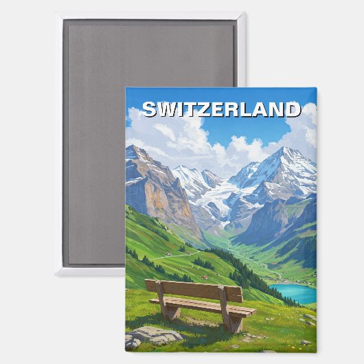 スイスアルプス旅行 マグネット (正面/裏面)