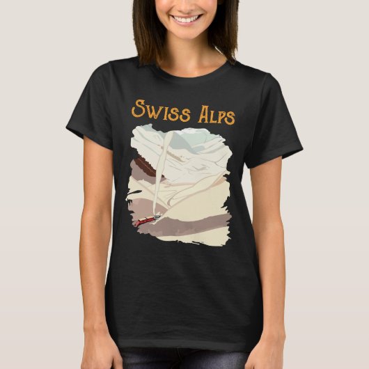 スイスアルプス 雪の峰々 レトロ トラベル Tシャツ (正面)