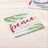 スイスエバーグリーンパーソナライズされた平和 スクエアペーパーコースター (アングル)