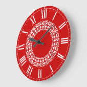 スイスカントリ赤と白エレガントーキッチン時計 ラージ壁時計 (傾斜)