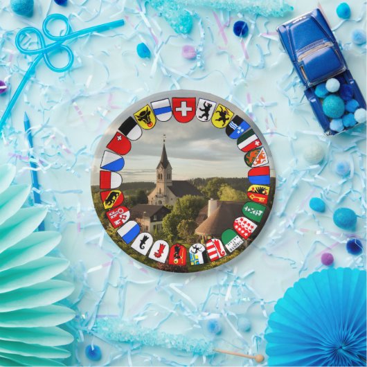 スイスカントンの紋章付き外衣 ペーパープレート (パーティー)