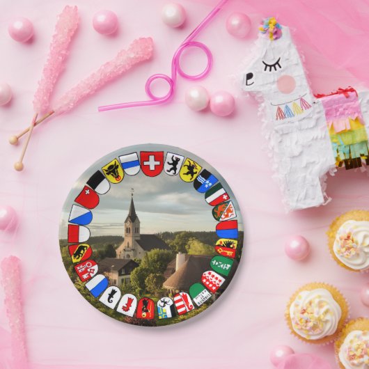 スイスカントンの紋章付き外衣 ペーパープレート (パーティー)