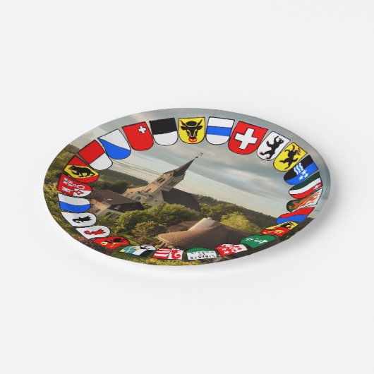 スイスカントンの紋章付き外衣 ペーパープレート (アングル)