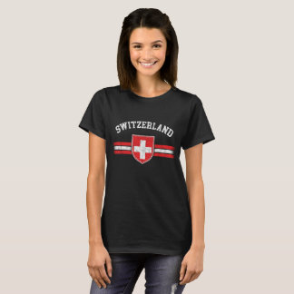 スイスグランジ擦り切れた国旗のTシャツを見る Tシャツ