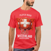 スイスサッカー国家の旗の伝統 Tシャツ (正面)