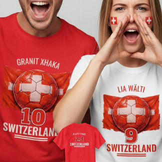 スイスサッカー国家の旗の伝統 Tシャツ