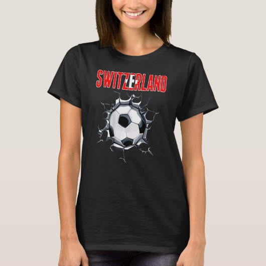スイスサッカー ファン - ひび割れた壁のスイスサッカー Tシャツ (正面)