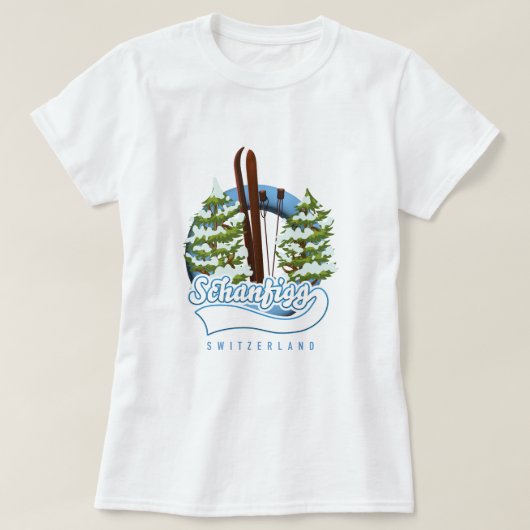 スイスシャンフィッグスキーポスター Tシャツ (デザイン正面)