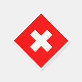 スイスシンプル国旗赤と白国 スタンダードカクテルナプキン (角)