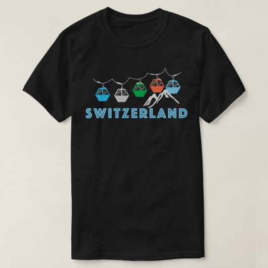 スイススキーマウンテンゴンドラスイス Tシャツ (デザイン正面)