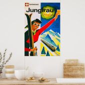 スイススキーヴィンテージ旅行ポスター ポスター (キッチン)