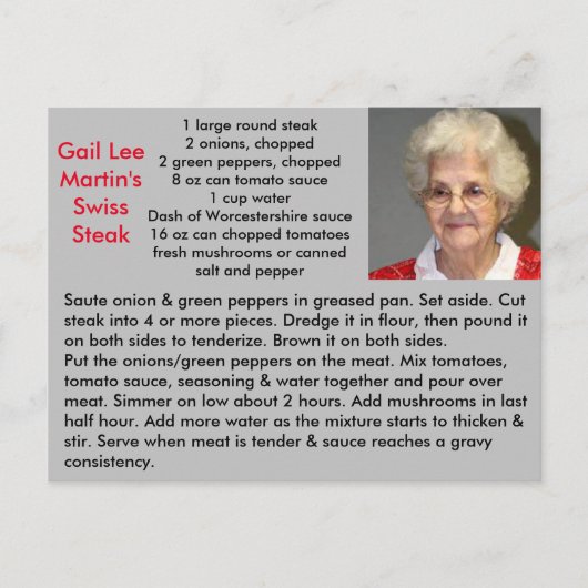 スイスステーキレシピ ポストカード (正面)