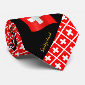 スイスストライプクロス国旗タイ ネクタイ (ロール)