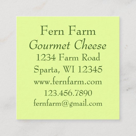 スイスチーズのフードハーブを注文していただき、ありがとうございます スクエア名刺 (裏面)