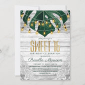 スイスチーズの葉のひもはレースの金ゴールドの菓子16をつけます 招待状 (正面)