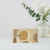 スイスチーズの表面テクスチャクリームの丸穴 名刺 (スタンド正面)