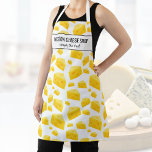 スイスチーズシェフ名を追加カスタム エプロン<br><div class="desc">おもしろいエプロンは黄色のチーズのウェッジのパターンと2ラインのカスタム文字を特徴とする。人の名前、チーズショップのオーナーまたはレストラン名、カフェまたはショップ名を追加するか、文字と長方形を削除し、パターンを使用する。出芽シェフ、チーズ愛好家、パーティー、特別なイベント、ケータリング、ホスト/ホステスのギフトやチーズを愛する人のために最適。</div>