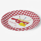 スイスチーズフォンデュ赤と白紙プレート ペーパープレート (アングル)