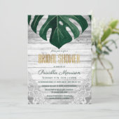 スイスチーズリーフウッドレース金ゴールドブライダルシャワー 招待状 (スタンド正面)