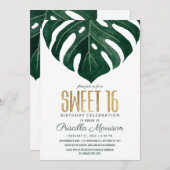 スイスチーズリーフストリングライトレーススイート金ゴールド16 招待状 (正面/裏面)