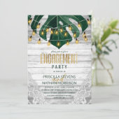 スイスチーズリーフストリングライトレース婚約 招待状 (スタンド正面)