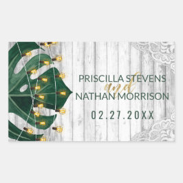 スイスチーズリーフストリングライトレース結婚金ゴールド 長方形シール