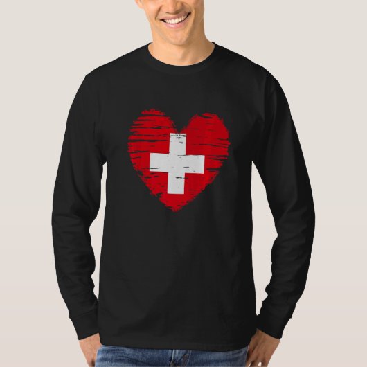 スイスハートスイス国旗スイスプライド Tシャツ (正面)